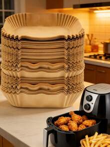 500pcs Square Air Fryer Liners, No Hassle Cleaning, Slouchy Chef's Companion: Heavy Duty Air Fryer Parchment Paper Mats, Say Goodbye To Sticky Mess! Disposable Square Air Fryer Liners, Non-Stick And Leak-Proof, Premium Disposable Air Fryer Inserts - Material, Heat Resistant, Space-Saving Square Air Fryer Baking Paper Mats, Suitable For Daily Cooking - Multicolor - View 9