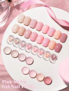 MEET ACROSS 8pcs/Set 7ml Nude Pink Gel Nail Polish Kit, HEMA TPO Free Semi-Permanent Soak-Off UV Gel Nail Polish Long-Lasting Durable DIY Nail Art Design Nail Care Set, Suitable For Summer Nails, Home And Salon Use - Multicolor - View 6