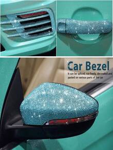 1pc Shiny Rhinestone Sticker, DIY Car Furniture, Cup, Photo Frame Decorative Sticker, Self-Adhesive Glitter Crystal Gem Sticker, Suitable For Car Decor, 4.45 X 9.37 Inch/8.96 X 9.37 Inch/9.37/12 Inch (Light Blue) - Light Blue - View 4