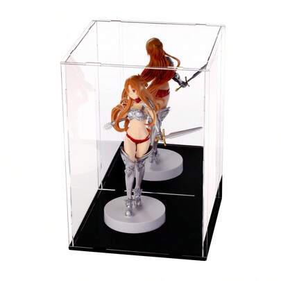 透明亚克力展示盒，带镜面底座和背板 - 防尘保护展示柜，适用于人偶、收藏品和可动人偶 - 易于组装