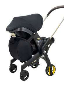 1pc Black Baby Stroller Storage Bag, Large Capacity Backpack With Adjustable Shoulder Strap, Compatible With Doona Car Seat Stroller - Black - View 1