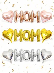 Bộ 3 bóng bay trang trí Ngày của Mẹ, gồm bóng bay chữ "Mom" và bóng bay hình trái tim, thích hợp để kỷ niệm Ngày của Mẹ, kỷ niệm ngày cưới, tiệc sinh nhật của mẹ, trang trí Ngày của Mẹ hạnh phúc. - Nhiều màu - Xem 10