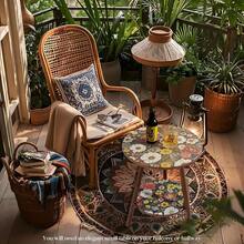 Senmeo Vintage Mandala 2-Tier Side Table - Multicolor Round Coffee Accent Table For Indoor/Outdoor - Rust Brown - View 10