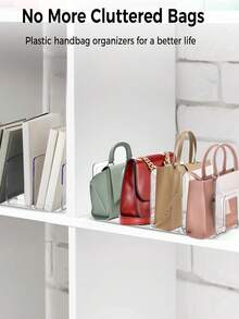 2pcs Transparent Acrylic Bag Organizer Rack With Dividers | 4-Tier Space Saving Wardrobe Storage Shelf | Multi-Layer Handbag Display Stand, Suitable For Party, Birthday, Wedding Decoration | Back To School Essential And Gift For Female Friends,Storage Organizer,Travel Essential - Clear - View 11