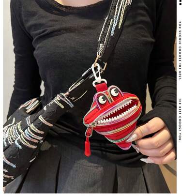 1pc New Monster Zipper Charm, Creative Coin Purse Key Lipstick Mini Cute Pendant