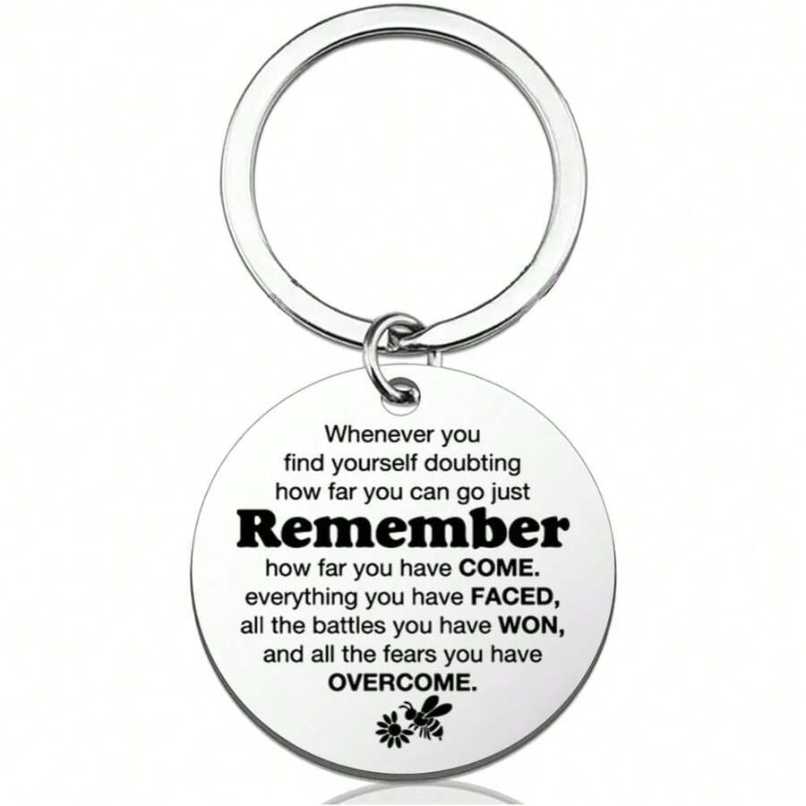 1个励志钥匙扣，送给女性的礼物，激励钥匙扣，鼓励礼物，送给家人朋友，圣诞节生日礼物 - 銀色 - 查看 1