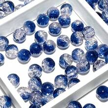 10mm Blue & Black Flower Glass Beads, 45pcs/String Jewelry Making Supplies - Blue-black - View 9