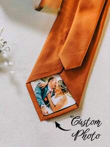 Customizable Photo Tie Clip, Permanent Or Removable Photo Sticker Suitable For Tie Or Suit Lapel, Bow Tie, Gift, Grandpa, Dad, Wedding - Multicolor - View 4