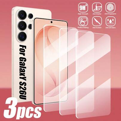 3片装钢化玻璃屏幕保护膜，安装简便，触控灵敏，无气泡。安装后更清晰，防碎裂，防刮擦，防水，兼容三星S20 FE/S24 FE/A54/A15/A05s/A06/A35/A54/A55/S23 FE/A16/A26/A36/A56/Galaxy S21/S22/S23/S24 Ultra/Galaxy S24/A07/A17/S25 Ultra/S25 Edge/S26 Ultra/S26/S26 Plus系列。