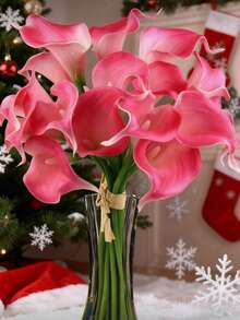 1/4/10支装人造马蹄莲花束，仿真花，适用于派对、花园、客厅、卧室、书桌、办公室装饰、春/冬装饰、圣诞节、中国新年、冬季装饰，人造花（粉色） - 粉色 - 查看 3