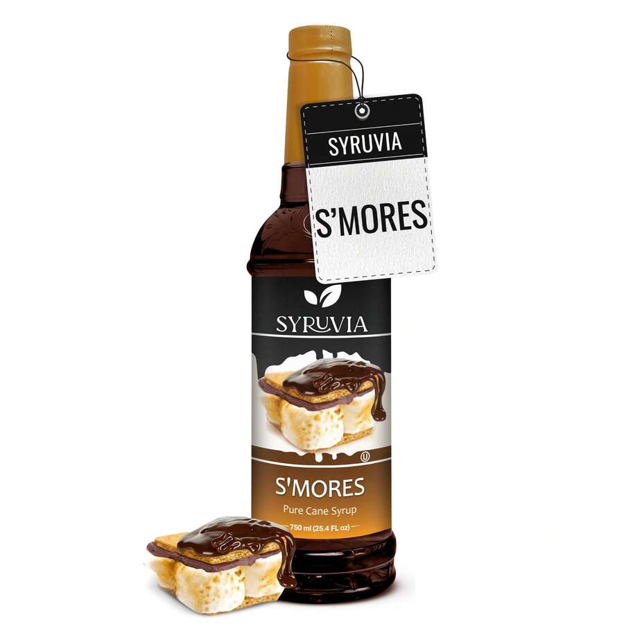 Syruvia S'mores Syrup For Coffee - 25.4 Fl Oz. Sweet Coffee Flavoring Syrup. Kosher And Gluten-Free. Perfect For Lattes, Smoothies, Shakes, Drinks, Desserts, And More. - 25.4 Fl Oz - View 1