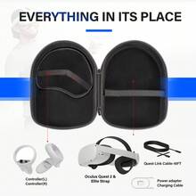 适用于 Oculus Quest 2 / 3 VR 眼镜的通用收纳包，大容量手提包，含 Pico 4 Pro 保护盒及配件 - 查看 2