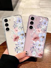 花朵图案彩色软壳手机壳，兼容华为荣耀、Galaxy A04e/12/A13/A14/A34/A50/A52/A53/A54/S21/S22/S23/S24/S25/S25 Ultra/S25 FE/S26/S26 Plus/S26 Ultra/S26 Edge、6A/7A/8A、12T/13T/15T/15T Pro - 無色 - 查看 2