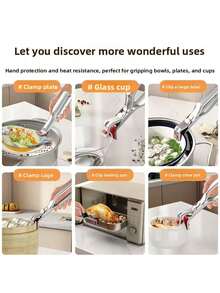 1PC Stainless Steel Anti-Scalding Clip, Kitchen Bowl Clip, Steamer Clip, Heat-Resistant Kitchen Tool. Functional Anti-Scalding Clip With Silicone Anti-Slip Material. Suitable For Air Fryers, Steamers, And Ovens. Ergonomic Handle - Lightweight And Easy To Use. - Multicolor - View 5