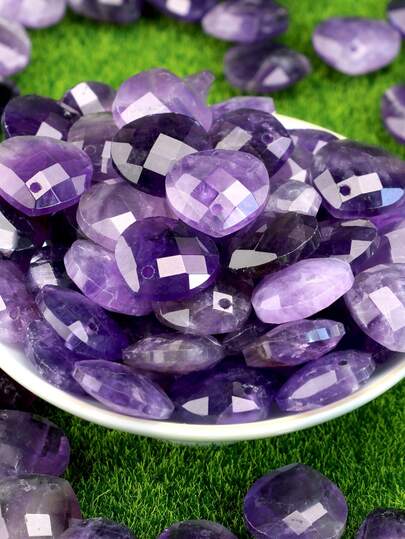 10pcs Amethyst Faceted Water Drop Pendant, Ring Inlays, For DIY Jewelry Making Accessories