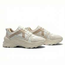 Women's Modern Platform Sneakers, Comfortable For Everyday Casual Wear, Stylish, Vacation, Lace-Up, Party, Office, Outdoor - 稻草 - 查看 7