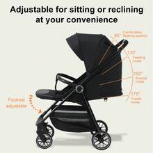 Lightweight Baby Stroller, Foldable Stroller, Widened Sunshade With Zipper, One-Touch Collection, Adjustable Backrest, Breathable Mesh, Easy To Carry, Suitable For Travel - Black - View 7