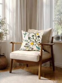 Capa de almofada decorativa floral (1 peça), em veludo, com estampa de flores silvestres. Ideal para decoração de sofá e cama em estilo casa de campo. - Branco - Ver 6