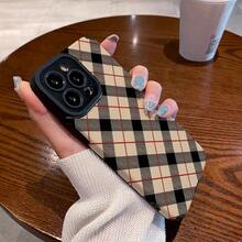 Y2K, Apple Classic Plaid Pattern Phone Case, Camera-Protective Phone Case (Old Money Vintage Style), Full Coverage Protection, Shockproof And Drop-Resistant, Soft Silicone Protective Case, Compatible With 17/17 Pro/17 Pro Max/16/16 Pro/16 Pro Max/11/12/13/14/15/15 Pro/15 Plus/15 Pro Max/7 Plus/8 Plus/X/Xs Max/Xr/11 Pro/12 Pro/13 Pro/14 Pro/12 Mini/13 Mini/11 Pro Max/12 Pro Max/13 Pro Max/14 Pro Max/14 Plus/6/6s/6 Plus/7/8/SE, Waterproof And Scratch-Resistant, Aesthetic Style, Cute Phone Case - 款式3(1件) - 查看 2
