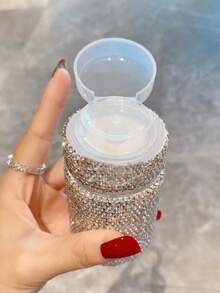 100ml Toner Refill Bottle, 1pc Luxury Rhinestone Embellished Makeup Remover Bottle, Pump Dispenser, Travel Friendly, Fashionable Gift - View 3