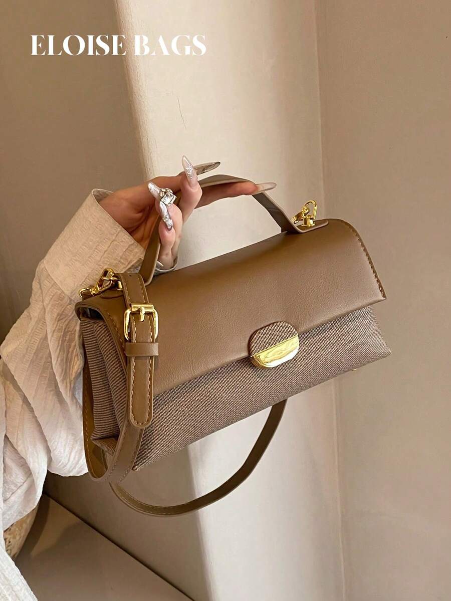 Túi xách vuông nhỏ thời trang độc đáo màu khối vai chéo thời trang dành cho nữ năm 2025 - Cà phê nâu - Xem 1