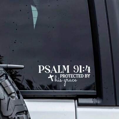 Christian Faith Psalm 91:4 Bible Cross Design Sticker, Waterproof Christian Religious Car Decal For Auto Exterior Interior Windows, Multi-Purpose Vinyl Sticker For Water Bottles Laptops Glass Windows, Durable Faith-Inspired Car Decor Sticker, Christian Gift For Women Moms Besties Friends Colleagues, Perfect For Birthdays Christmas Valentine's Day Mother's Day Graduation Thanksgiving Halloween & All Occasions