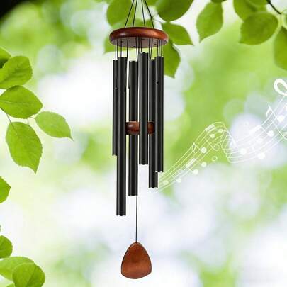 26-Inch Large Aluminum Wind Chime, Creates Zen Atmosphere, Suitable For Outdoor, Garden, Patio Decor. Classic Black Wind Chime With Wind Chime Catcher, Great Gift For Mom, Neighbor Or Boyfriend/Girlfriend