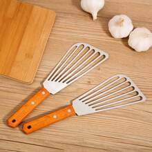 2PCS Stainless Steel Fish Spatula, Slotted Kitchen Turner For Flipping Pancakes Eggs And Cooking - Ginger - View 5