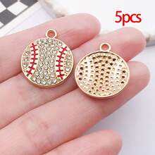 5/10pcs Sports Charms Enamel Basketball Baseball Pendant Charms For Jewelry Making Rhinestone Ball Game Softball Charms For Necklace Bracelet Earrings DIY Crafts - Multicolor - View 8