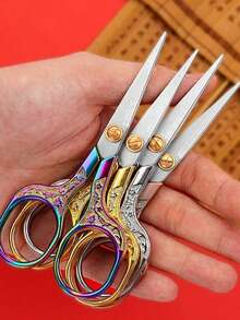 1把复古不锈钢缝纫剪刀，多功能精密手工刺绣剪刀，耐用线头剪裁细节剪刀，适用于裁缝、DIY手工、珠宝制作和办公用途，实用经典缝纫用品配件 - 多色 - 查看 1