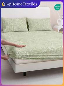 1件印花床笠(不含枕套),亲肤床垫罩,图案床垫保护套,舒适柔软透气,多种尺寸可选,适用于单人床/双人床/大号床/特大号床,可机洗,家居装饰,卧室装饰,通过Oeko-Tex认证 - 彩色 - 查看 2