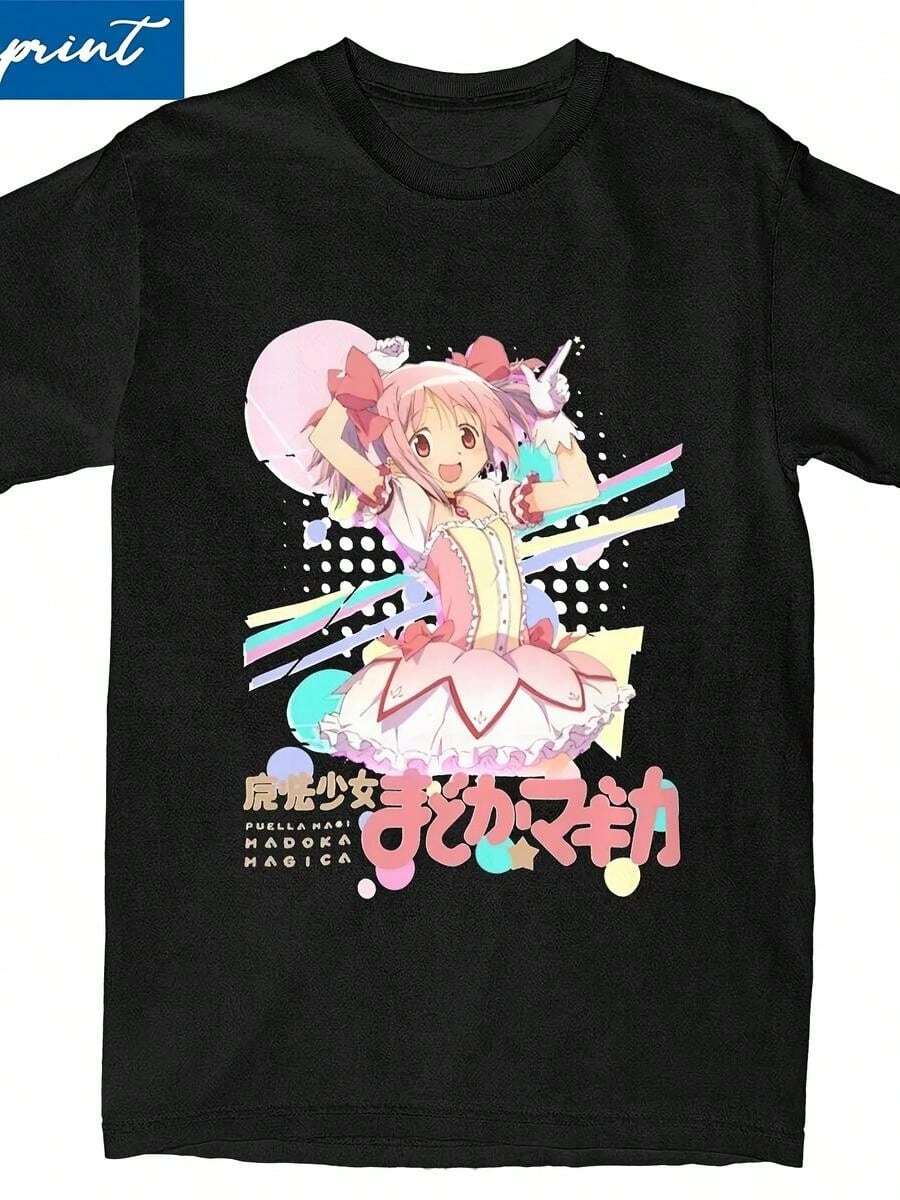 Women's Anime T-Shirt - Short-Sleeved Shirt With TV Storyline - Black Pastel Style Anime Top - 100% Pure Cotton, Casual Everyday Style, Suitable For Anime Fans. - màu đen - Xem 1
