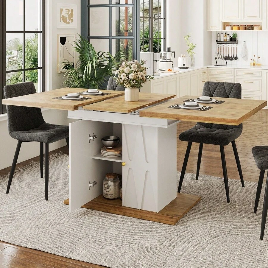 Dining Table & Chair Sets - White + MDF+Metal - View 1