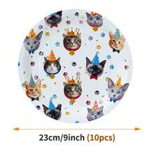 Bộ đồ dùng tiệc chủ đề mèo gồm đĩa, khăn ăn và cốc dùng một lần, phù hợp cho 10 khách, đồ dùng tiệc sinh nhật, đám cưới, dã ngoại gia đình. - Kiểu 2 - Xem 9
