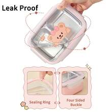 2-Compartment 304 Stainless Steel Lunch Box With Spoon, 530/850Ml Microwave Heatable Bento Box, Reusable Fruit Salad Food Container, Sealed Leak-Proof Lunch Container, Suitable For Students & Adults To Use At School, Office, Travel, Picnic,Back To School - Multicolor - View 9