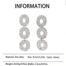 1 Pair Oval Multi-Layer Alloy Dangle Earrings For Women, Vintage Fashionable Metal Stainless Steel Long Drop Earrings, Suitable For Daily Wear And Party Occasions - Yellow Gold - View 15