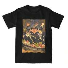Senshi Anime Dungeon Meshi T-Shirt Summer Delicious In Dungeon T-Shirts 100 Cotton Tee Shirt For Adult Short Sleeve Top Tees (1) - 黑色 - 查看 1