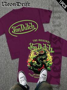Summer Tops2026NeonDrift Double-Sided Printing Men's T-Shirt Men's Short-Sleeve T-Shirt100% Cotton Fabric Soft & Skin-Friendly Unisex Style Gifts For Spring Festival, Valentine's Day, St. Patrick's Day & World Cup-Van Dutch Dragon Print Men T Shirt Classic Americana Style Graphic Tee Streetwear Fashion Casual Wear For Car Enthusiasts And Vintage Culture Loverssummer Clothes - Màu Đỏ Sâu - Xem 12