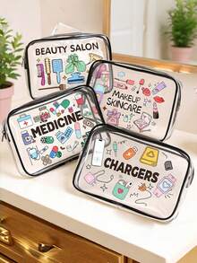 Hair Accessories PVC Makeup Bag, Travel Storage Bag - Girls Lightweight Makeup Bag, Portable Makeup Bag, Cruise Travel Large Capacity, Back To School Season - Multicolor - View 4