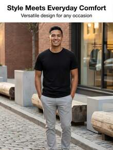 Printed Short-Sleeved T-Shirts For Men - Black - View 4