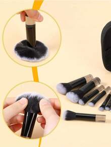 10件套黑色旅行便携眼影化妆刷套装 - 黑色 - 查看 6