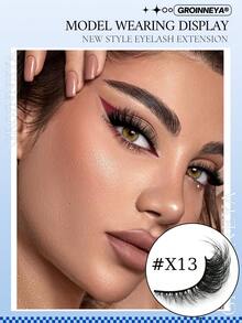 Lasvirey 10对装蓬松猫眼假睫毛，自然妆效，柔软睫毛，交叉浓密型假睫毛，奢华3D全贴式假睫毛，纤细轻盈仿貂毛假睫毛，可重复使用，适合波西米亚风妆容 - 查看 2