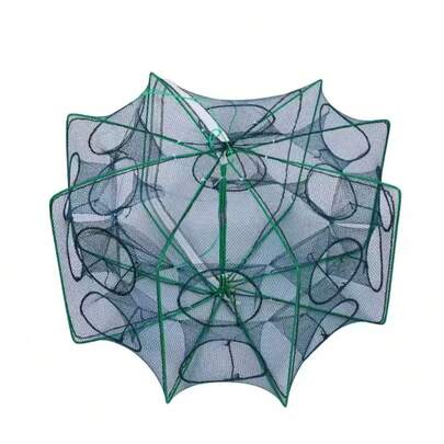 1 Stück Faltbarer Fischreuse mit Loch-Netz - Tragbare , Krabbe, Garnelen, Stint, Aal Käfig für Wurfnetz Angelzubehör