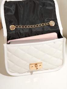 Mini Diamond Quilted Chain Strap Minimalist Shell Bag, Suitable For Daily Wear - White - View 9