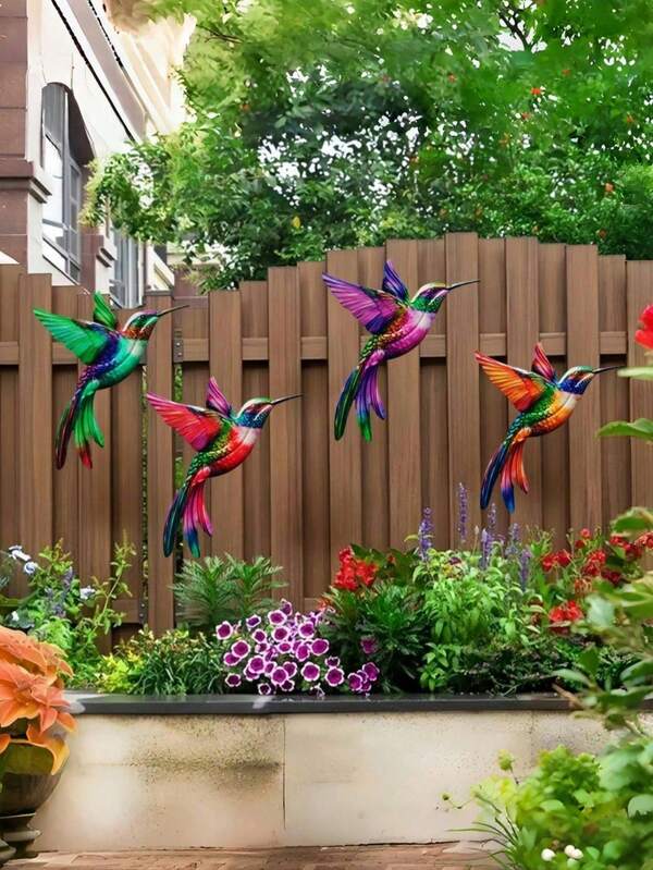1pc/4pcs Metal Hummingbird Wall Art Decor, Suitable For Indoor And Outdoor Decoration, Balcony, Patio, Fence, Wedding Party, Home Decor - Gift For Bird Lovers