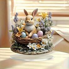 2D Acrylic Easter Bunny Decor, Suitable For Home, Office And Cafe Display, Flat Design For Desktop Placement - A - View 2
