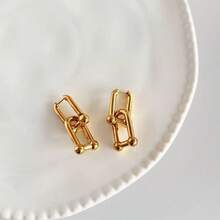 1pc U-Shaped Horseshoe Copper Inlaid Zirconia Sparkling Earrings, Suitable For Women's Daily Wear, Holiday Gift - Earring - View 17