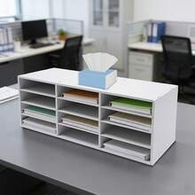 Desktop-Aktenordner, weißer Literaturordner mit 12 Fächern, 4 Reihen und 3 Spalten, PVC-Papierfach für Dokumente, Post und Rechnungen - Weiss - Übersicht 3