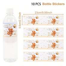 Bộ 10/30/50 nhãn dán chai nước hình gấu bông cho lễ rửa tội, nhãn dán chai nước khoáng hình gấu bông nâu cho bữa tiệc rửa tội, hoàn hảo cho trang trí tiệc rửa tội, tiệc mừng em bé chào đời. - Nhiều màu - Xem 9