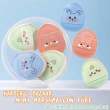 4pcs Mini Cotton Candy Makeup Sponge Puff Set With Case, Dry & Wet Use, Soft Sponge, Perfect For Makeup Base, Non-Greasy, Ultra Soft & Thick Powder Puff Set, Reusable Soft Makeup Sponge, Dry & Wet Makeup Tool, Holiday Gift - Multicolor - View 9